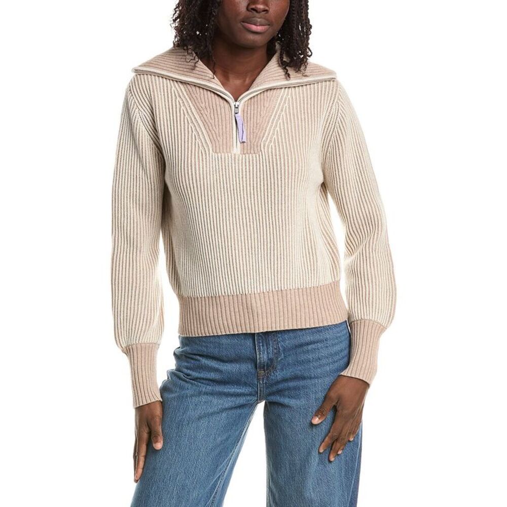 &Isla Womens  Verity Plaited Rib 1/4-Zip Sweater, Brown